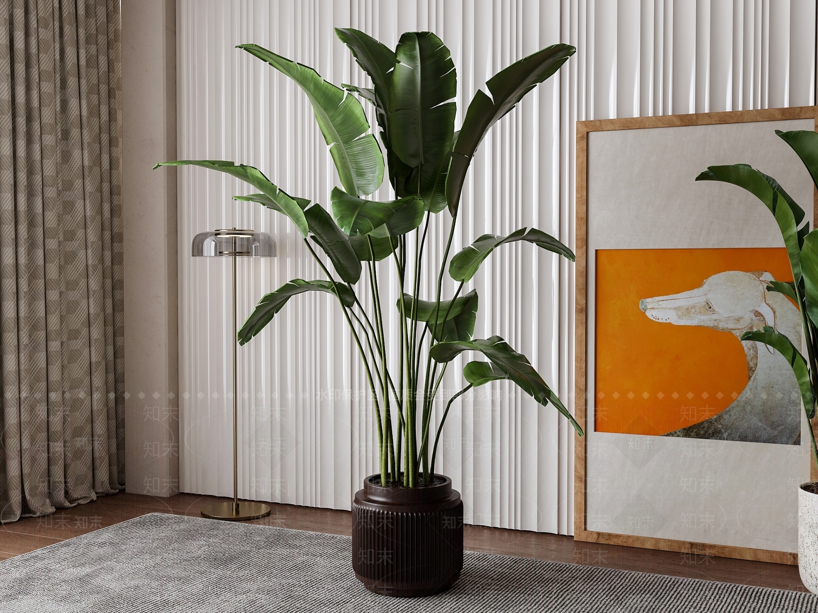 芭蕉叶绿植盆栽3D模型下载【ID:1153053221】