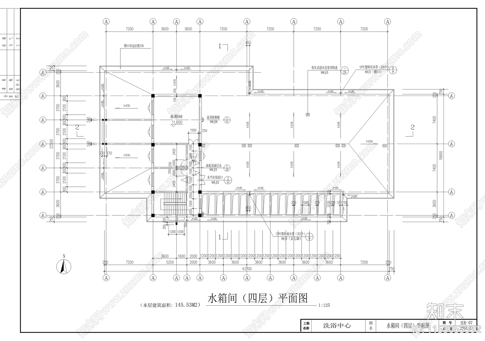 洗浴中心全套建施图cad施工图下载【ID:1153055392】