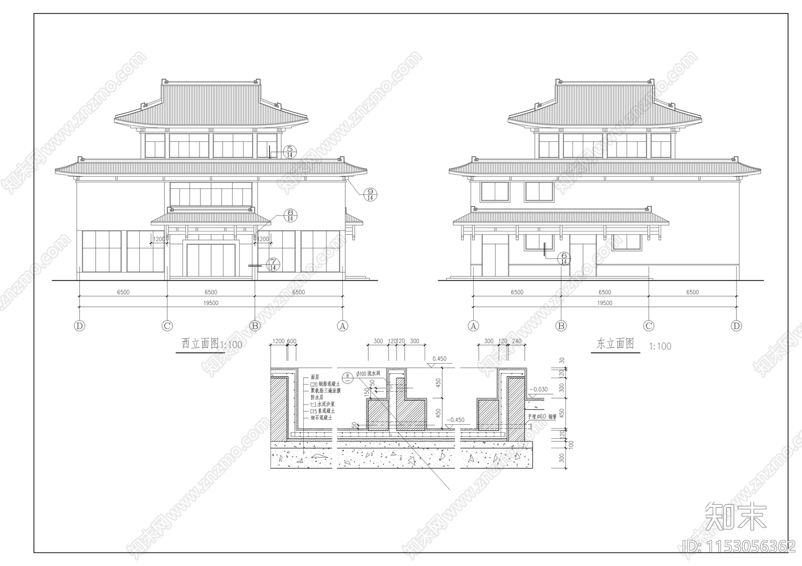 洗浴中心全套建筑图cad施工图下载【ID:1153056362】