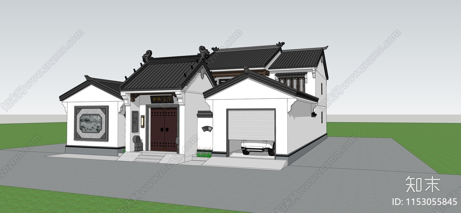 新中式北方四合院SU模型下载【ID:1153055845】