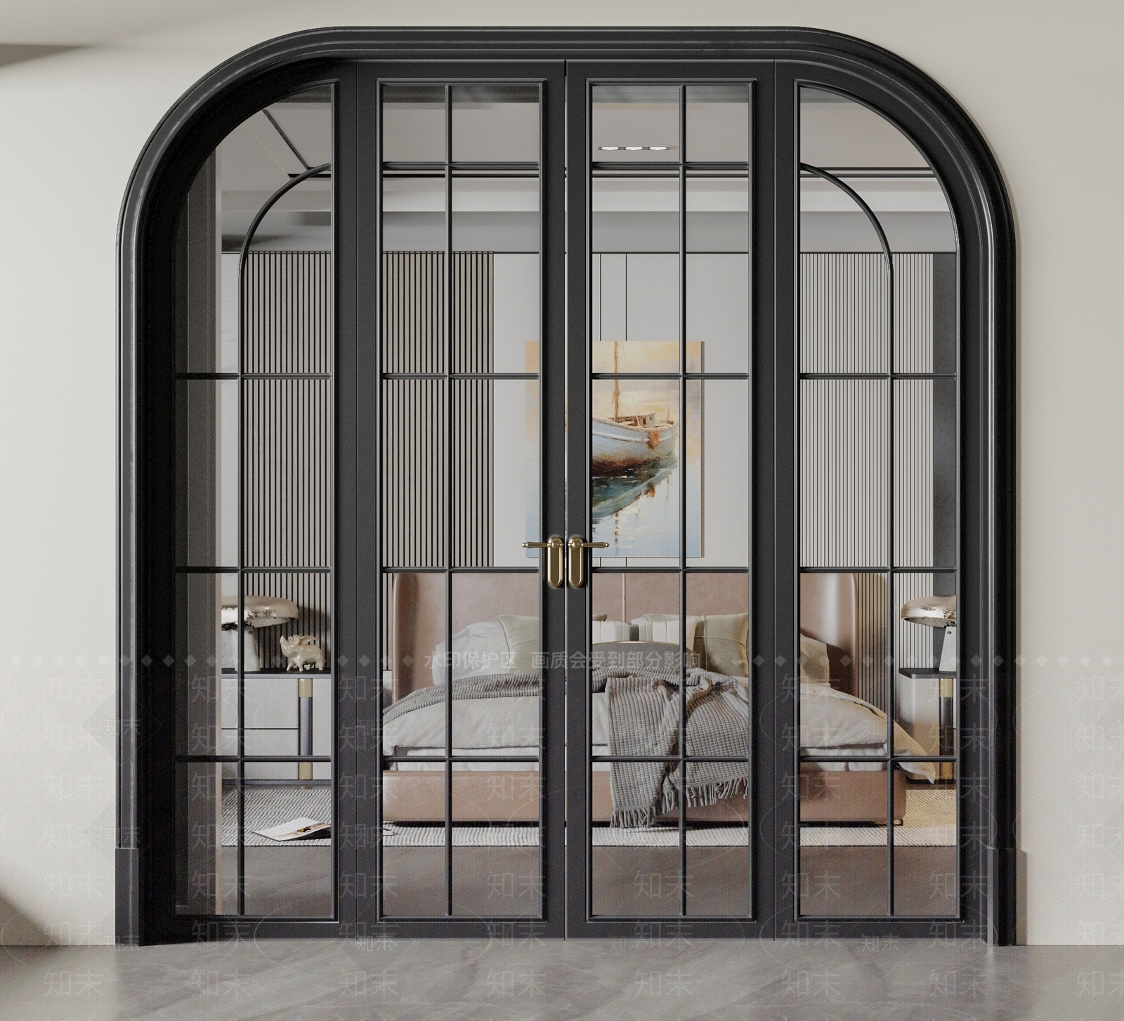 法式双开玻璃门3D模型下载【ID:1153055754】