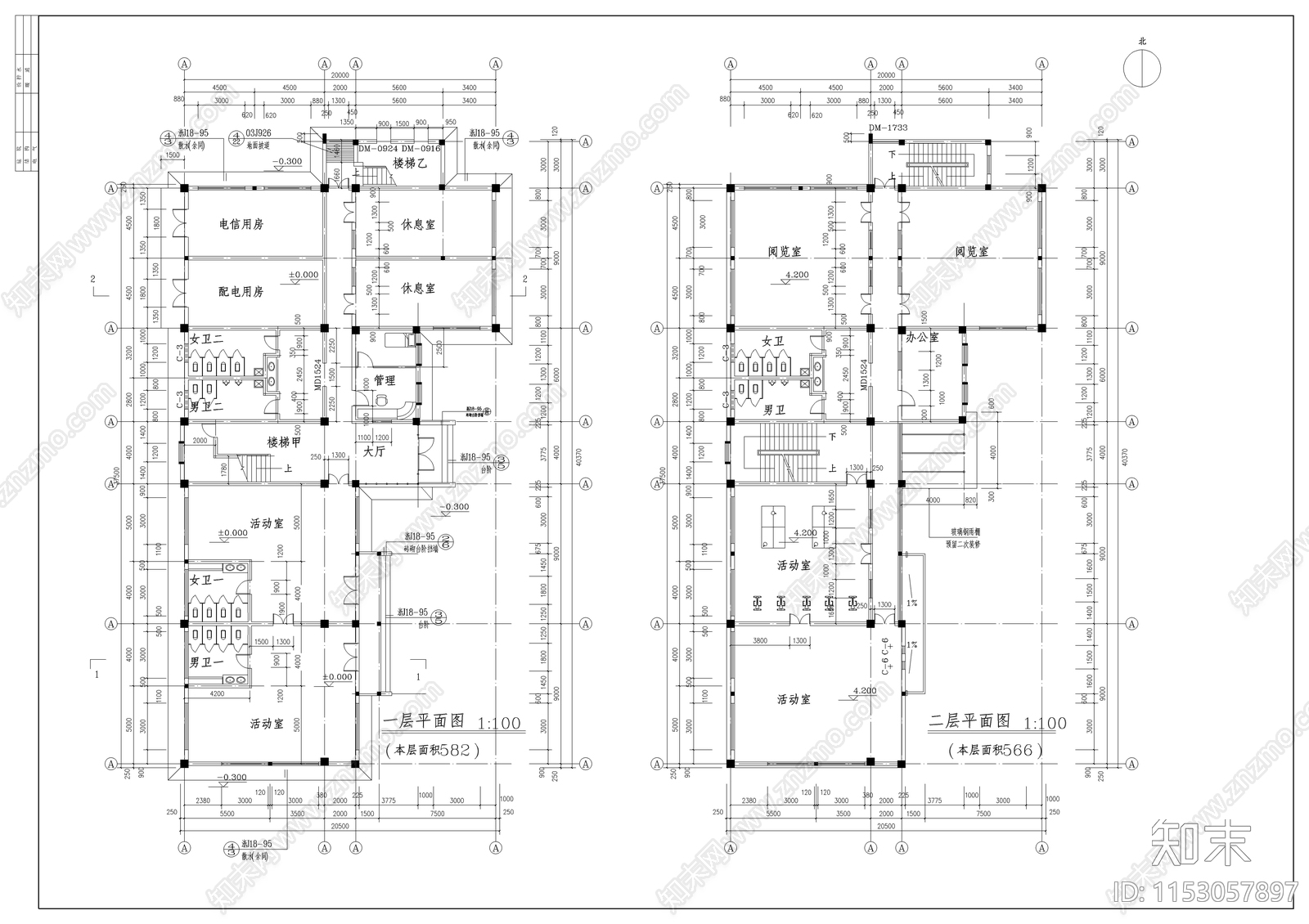 现代平顶会所平立剖建施cad施工图下载【ID:1153057897】