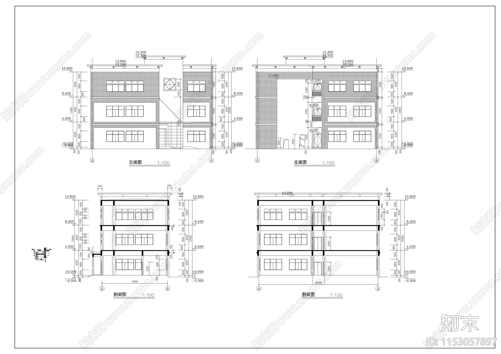 现代平顶会所平立剖建施cad施工图下载【ID:1153057897】