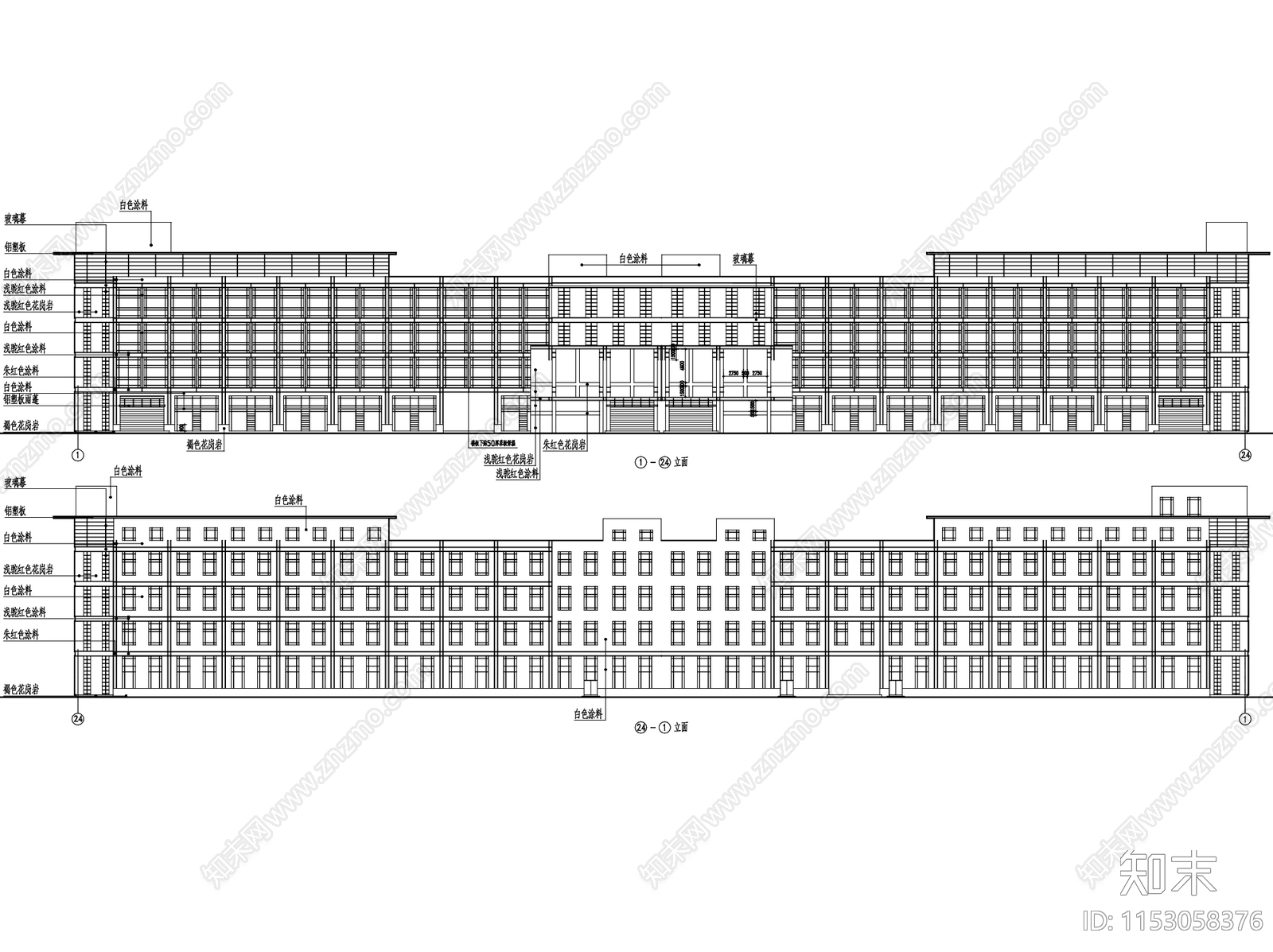 五层厂房车间工业建筑cad施工图下载【ID:1153058376】