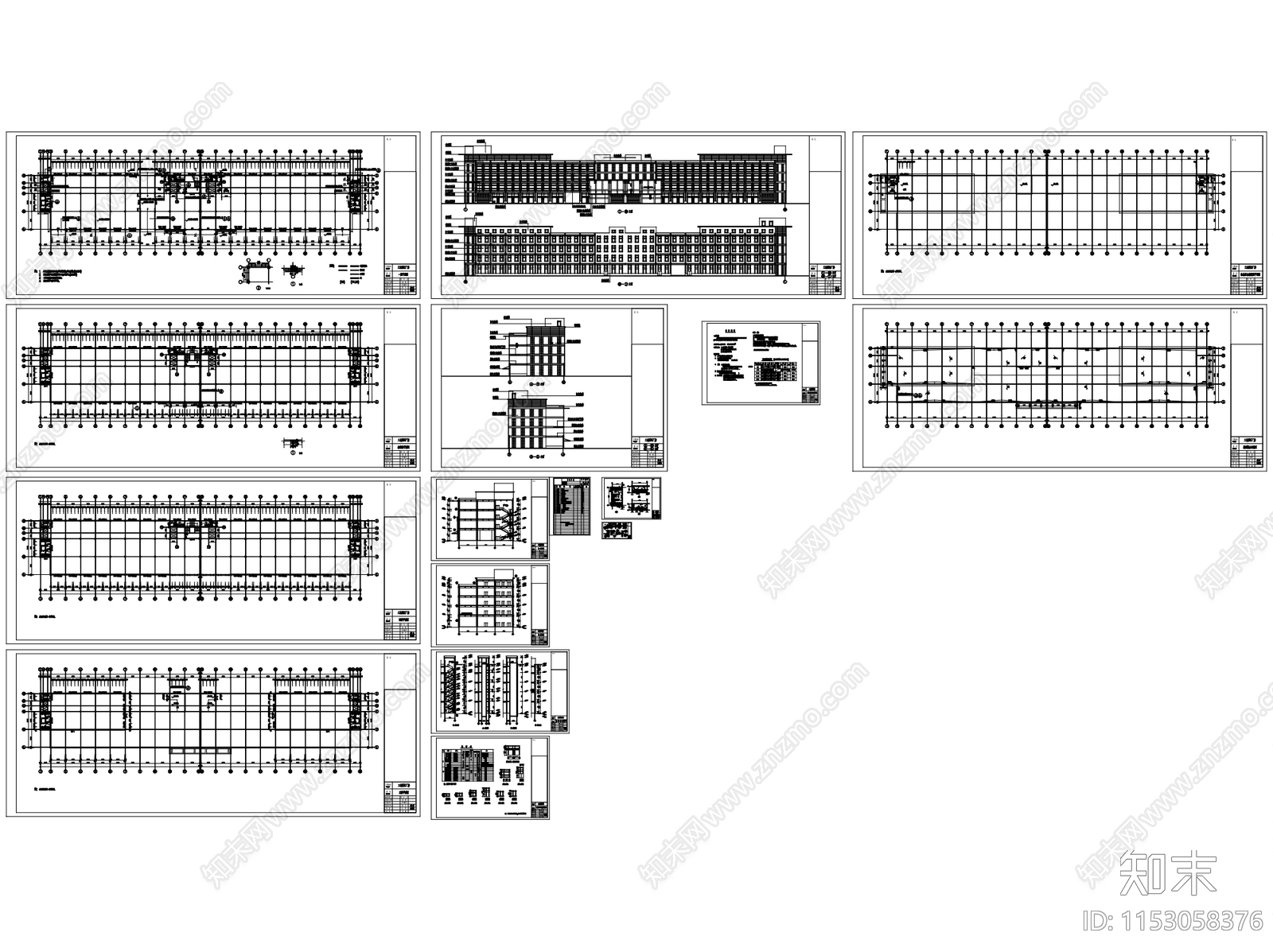 五层厂房车间工业建筑cad施工图下载【ID:1153058376】