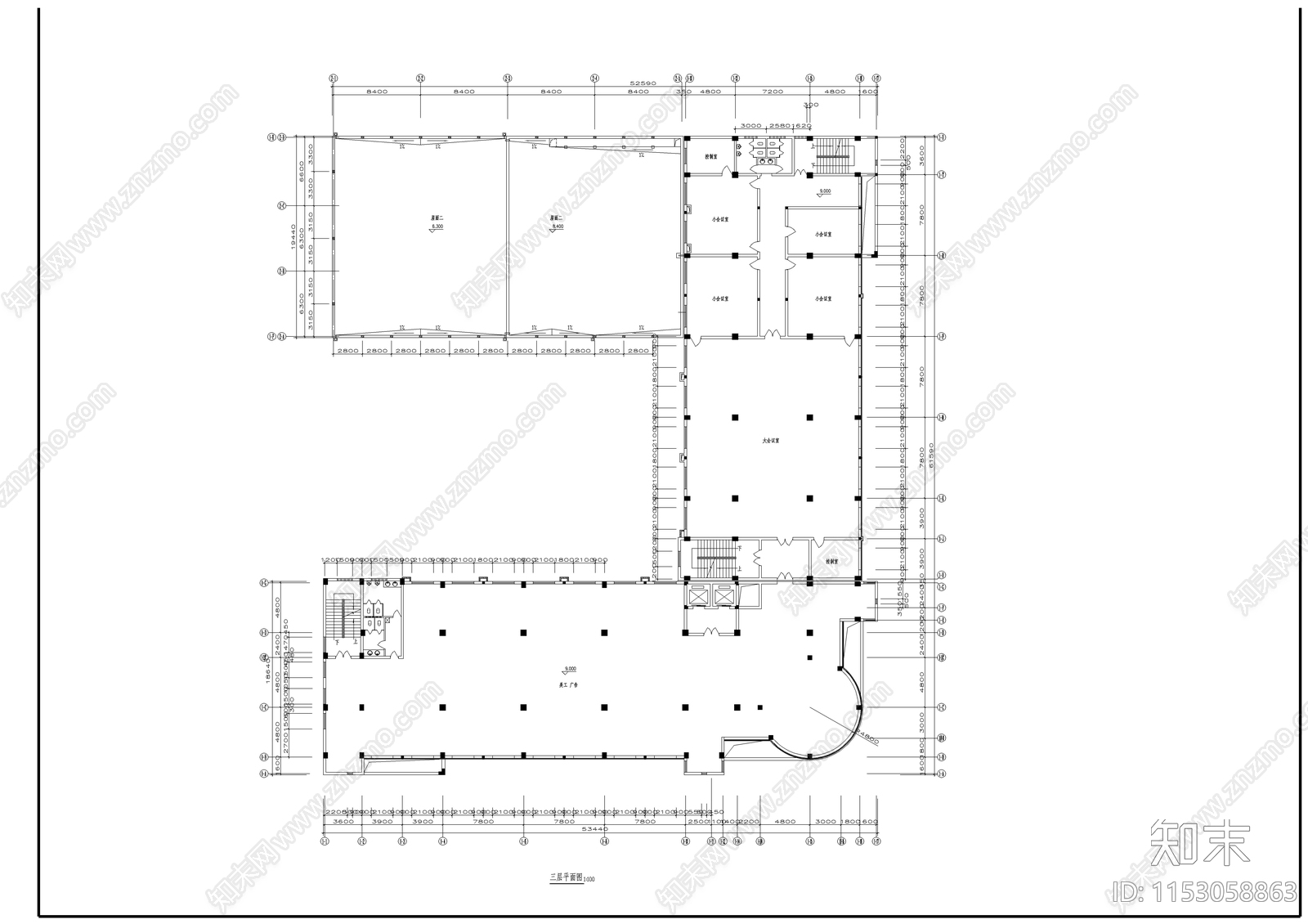 大型办公楼综合楼cad施工图下载【ID:1153058863】