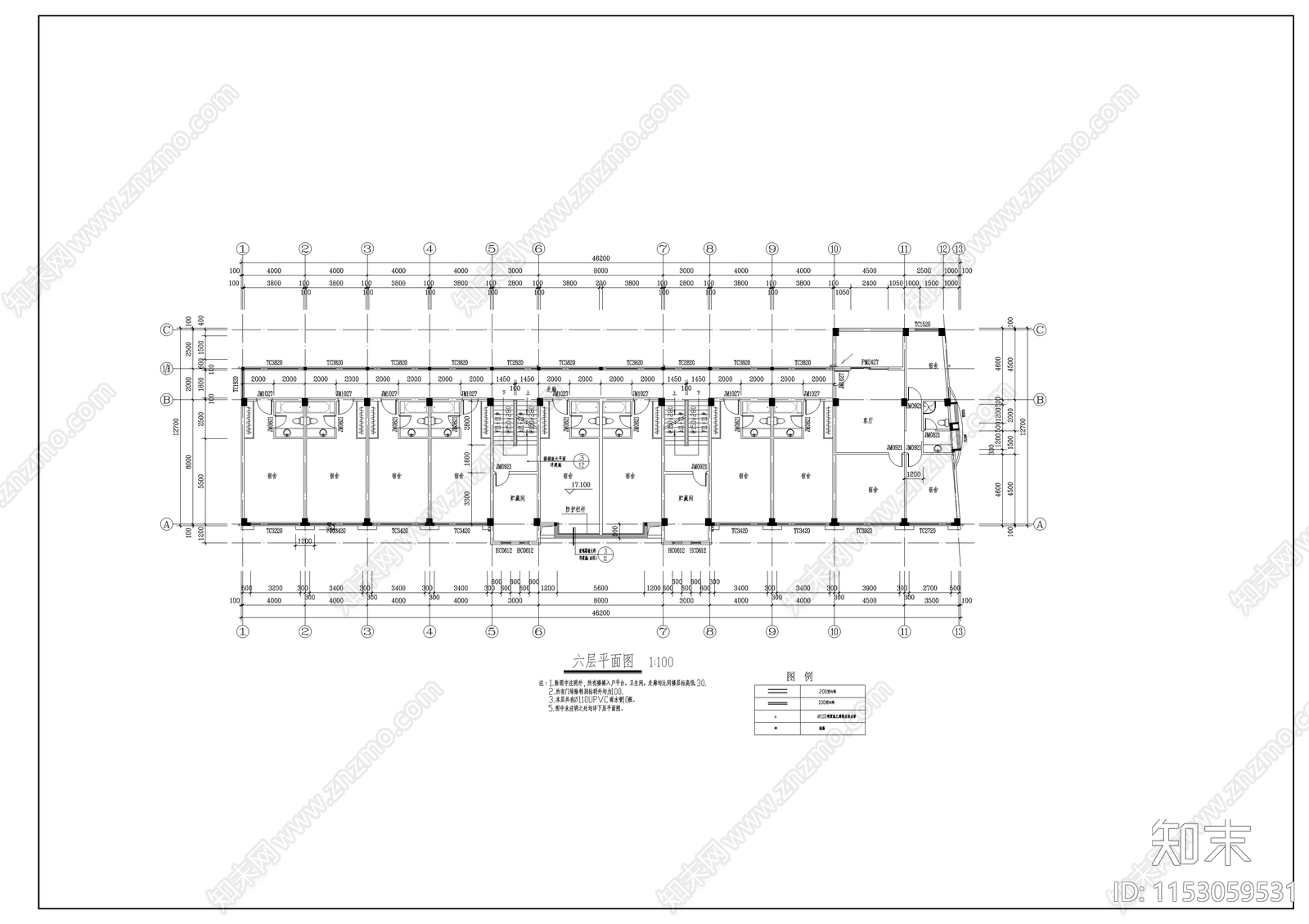 办公楼建筑cad施工图下载【ID:1153059531】