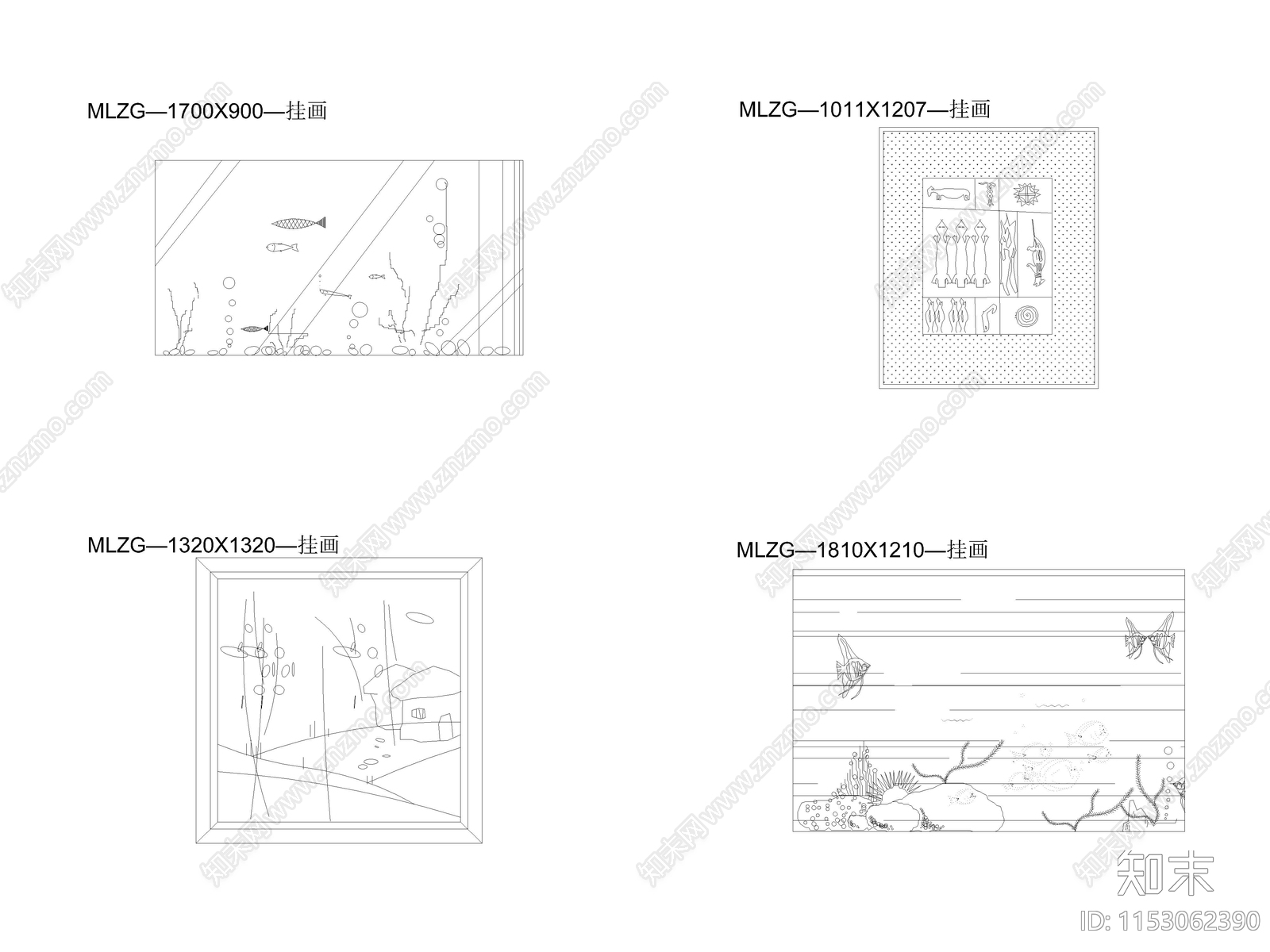 儿童房挂画立面图库施工图下载【ID:1153062390】