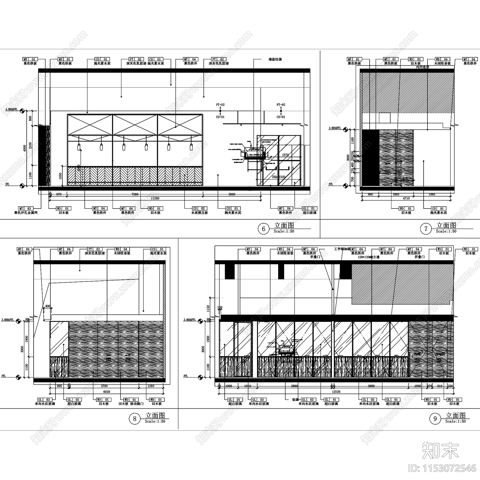 工业复古广州MERCATO意大利餐厅室内工装cad施工图下载【ID:1153072546】