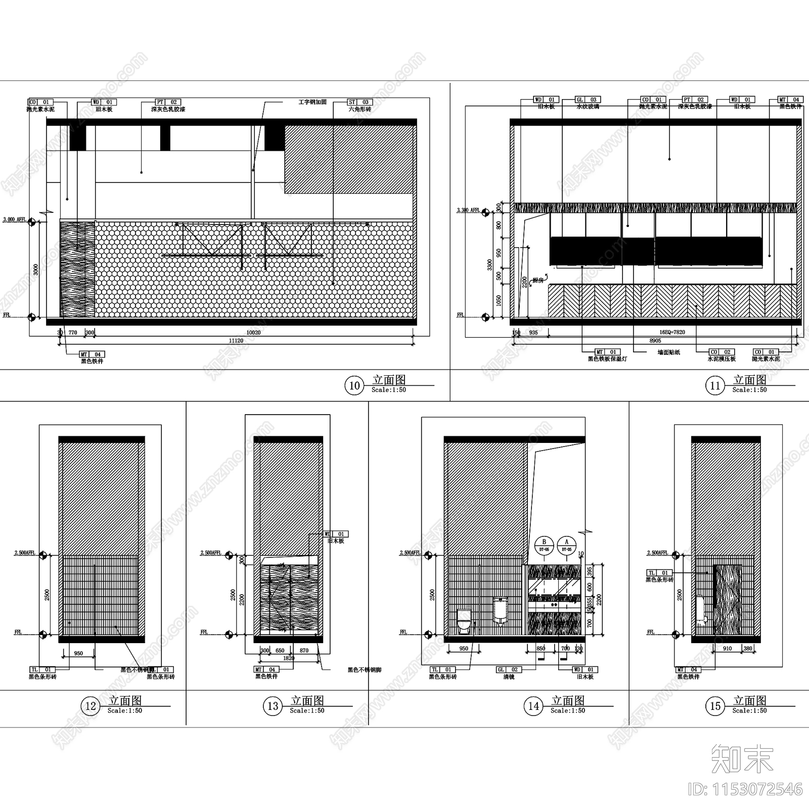 工业复古广州MERCATO意大利餐厅室内工装cad施工图下载【ID:1153072546】