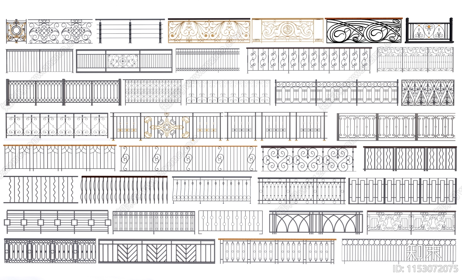 简欧铁艺栏杆3D模型下载【ID:1153072075】