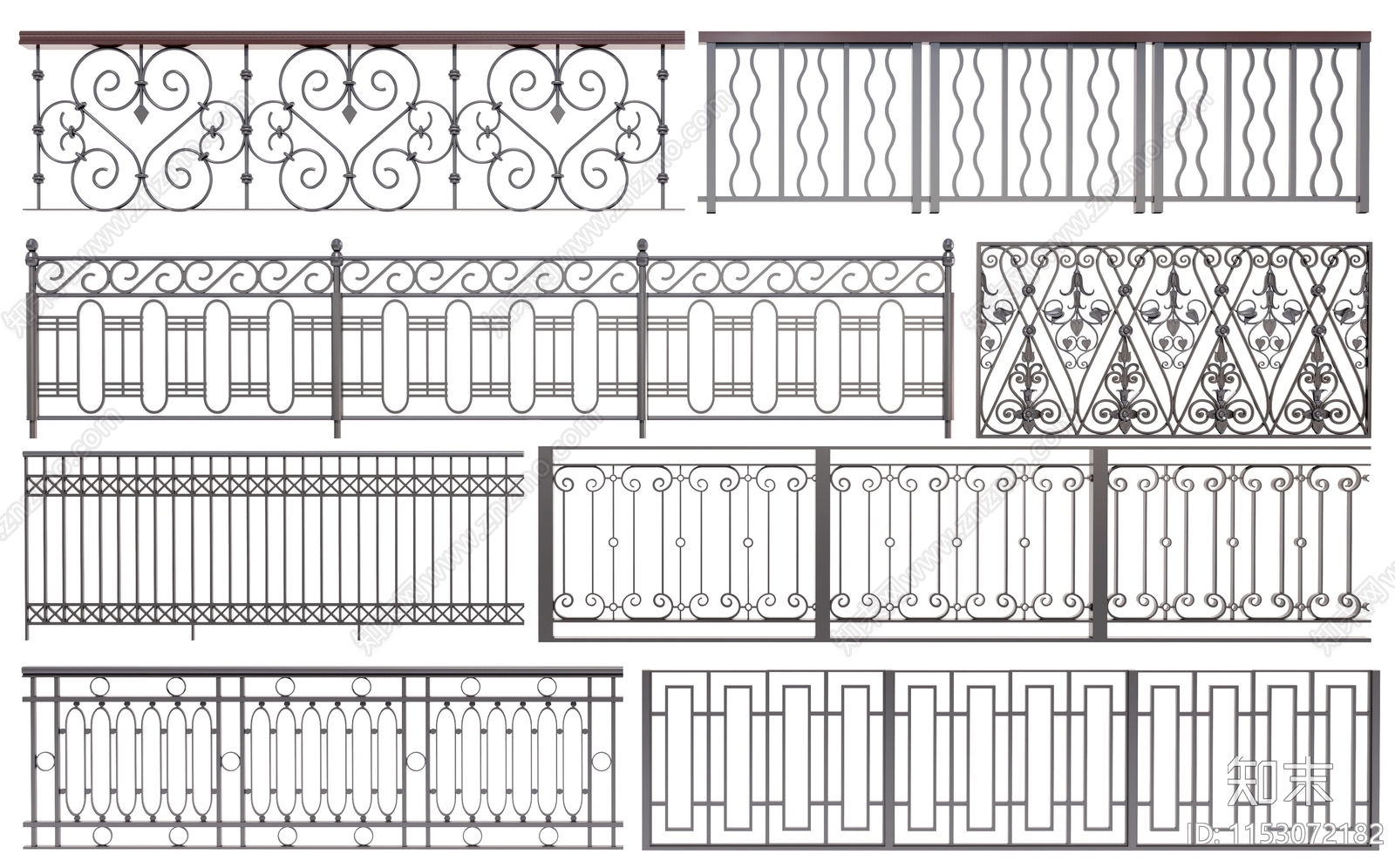 简欧铁艺栏杆3D模型下载【ID:1153072182】