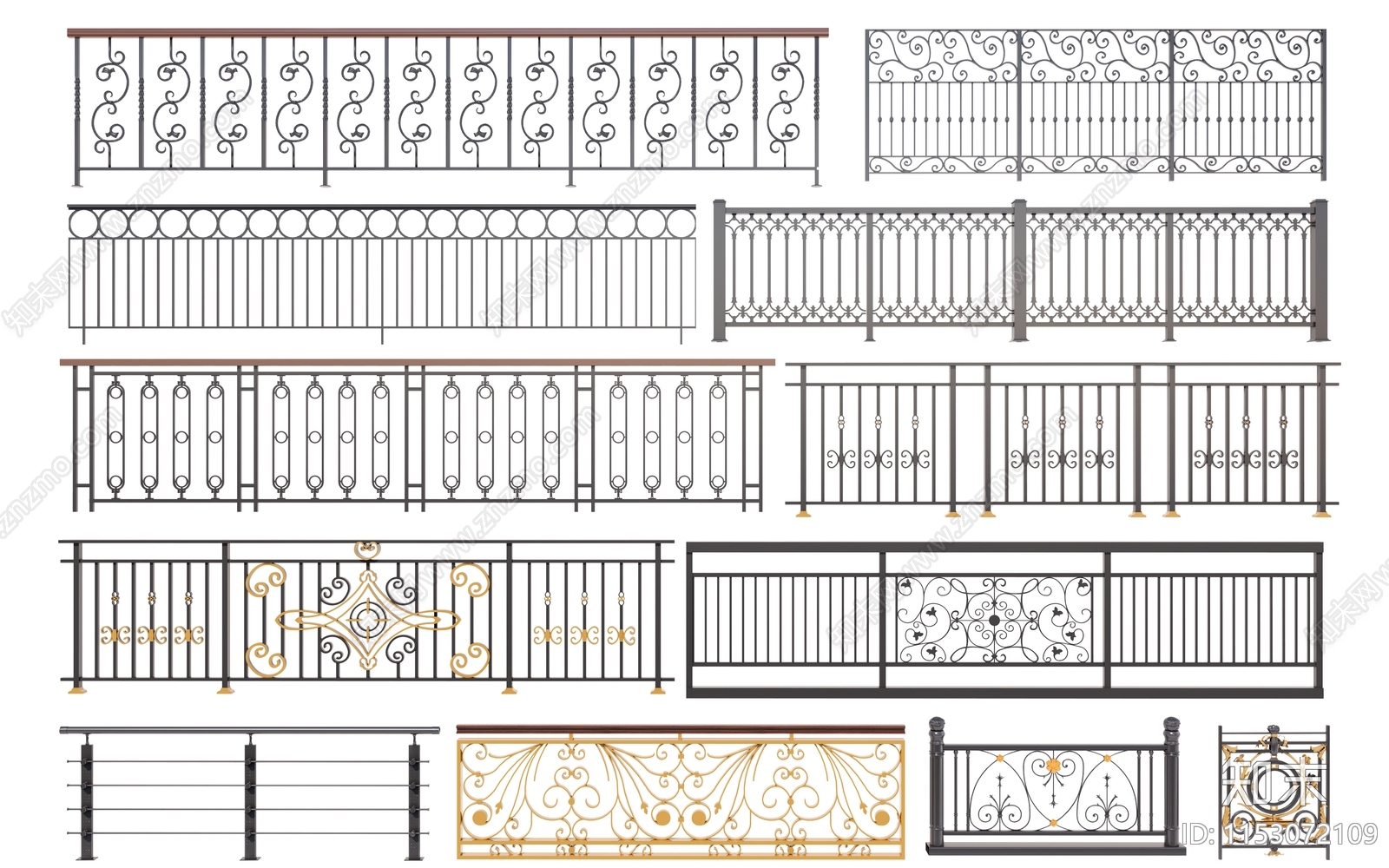 简欧铁艺栏杆3D模型下载【ID:1153072109】