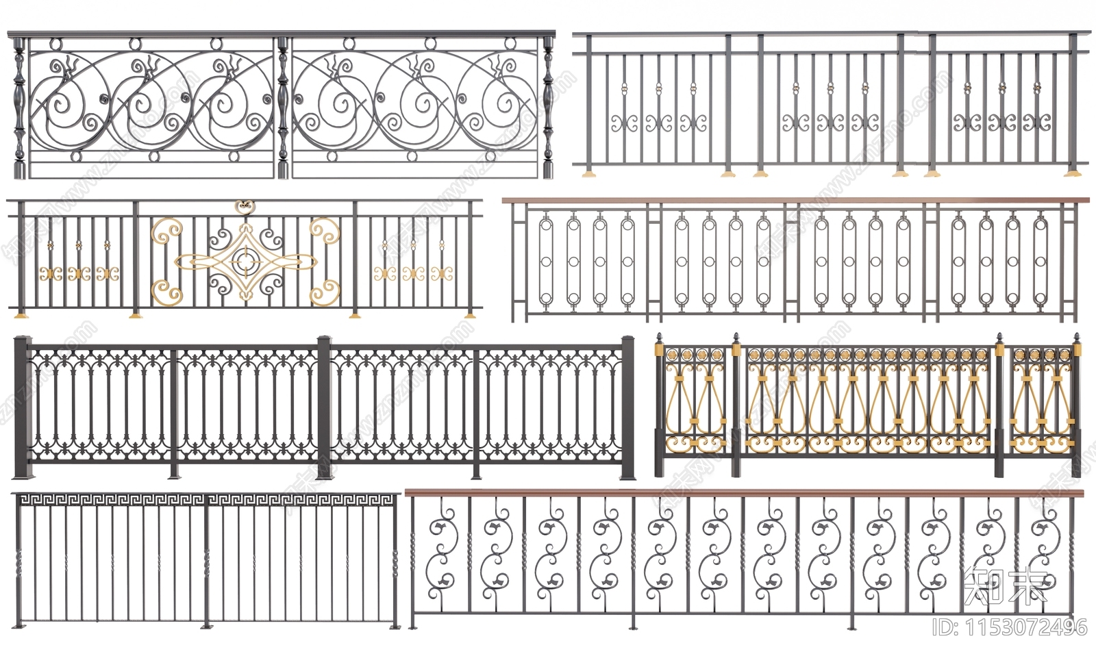 简欧铁艺栏杆3D模型下载【ID:1153072496】