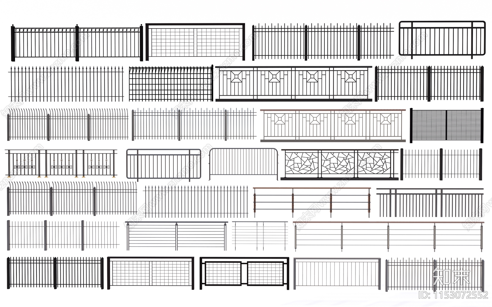 现代铁艺栏杆3D模型下载【ID:1153072552】