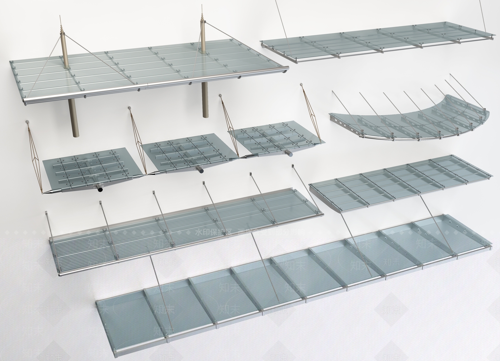 现代户外玻璃雨棚SU模型下载【ID:1153074022】