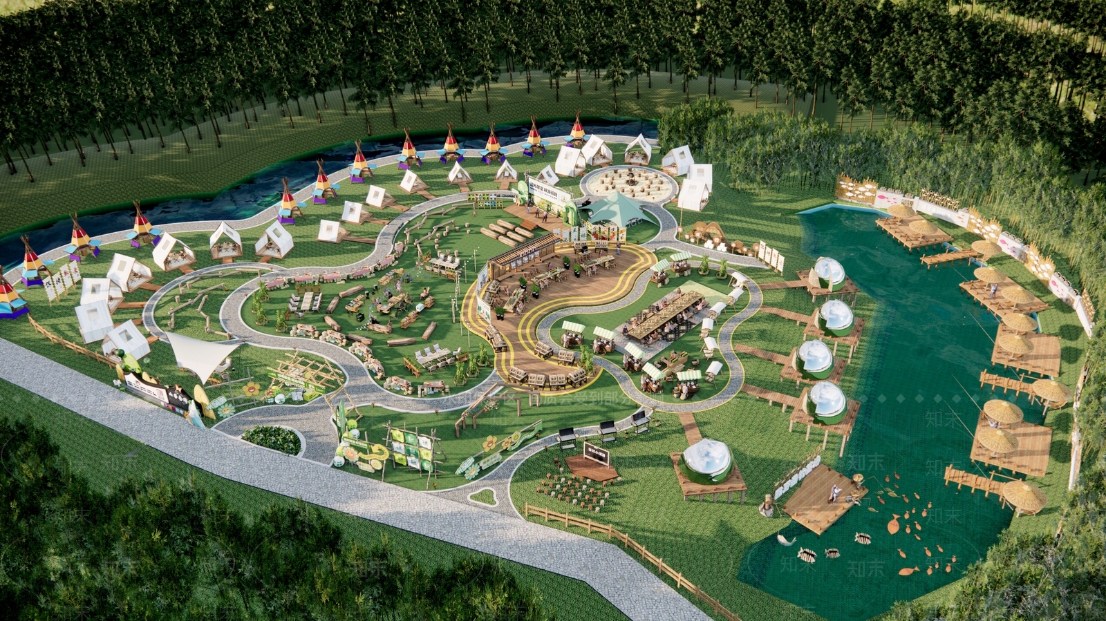 现代露营景观公园SU模型下载【ID:1153075919】