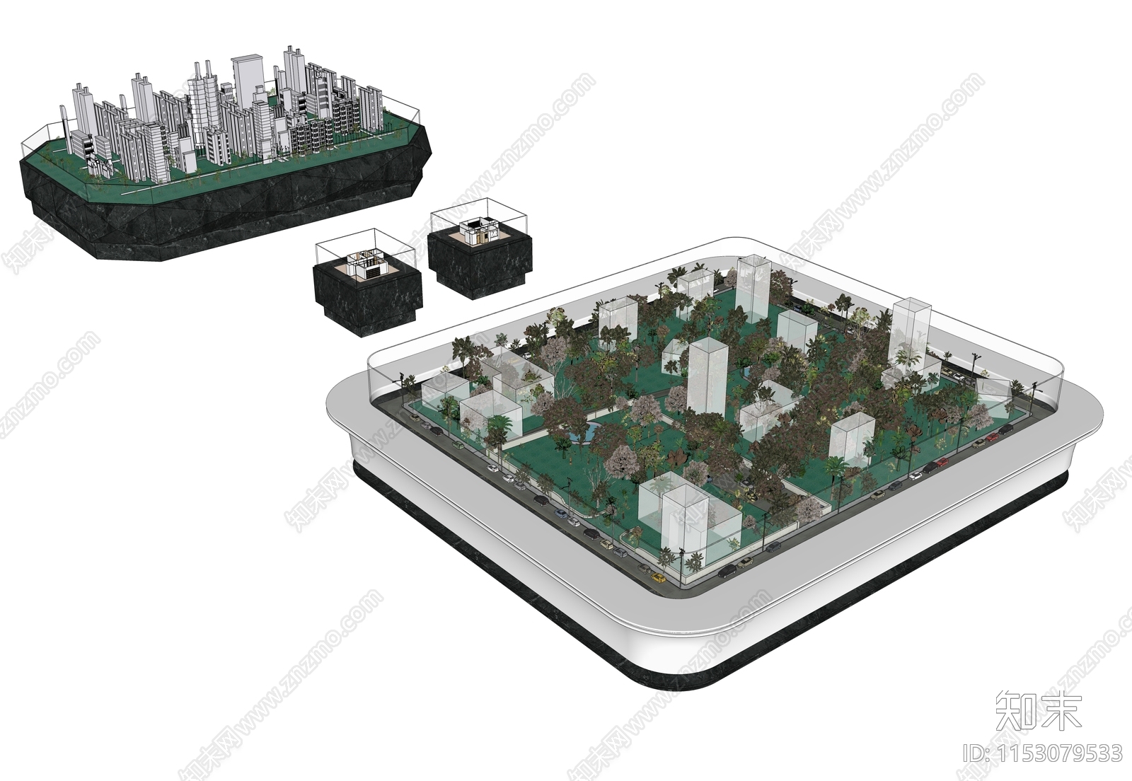 规划楼盘沙盘SU模型下载【ID:1153079533】