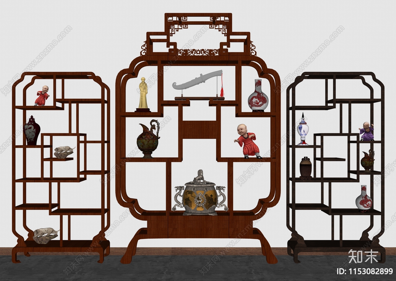 中式实木博古架SU模型下载【ID:1153082899】