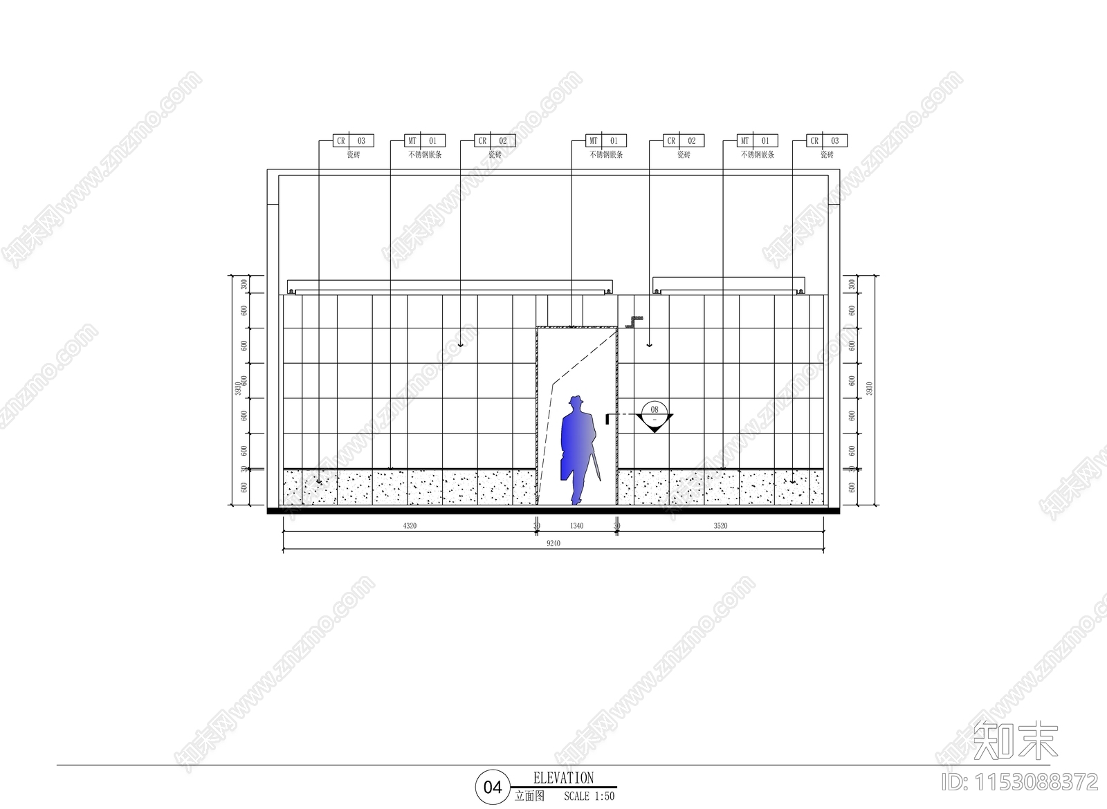 小区大堂及电梯cad施工图下载【ID:1153088372】