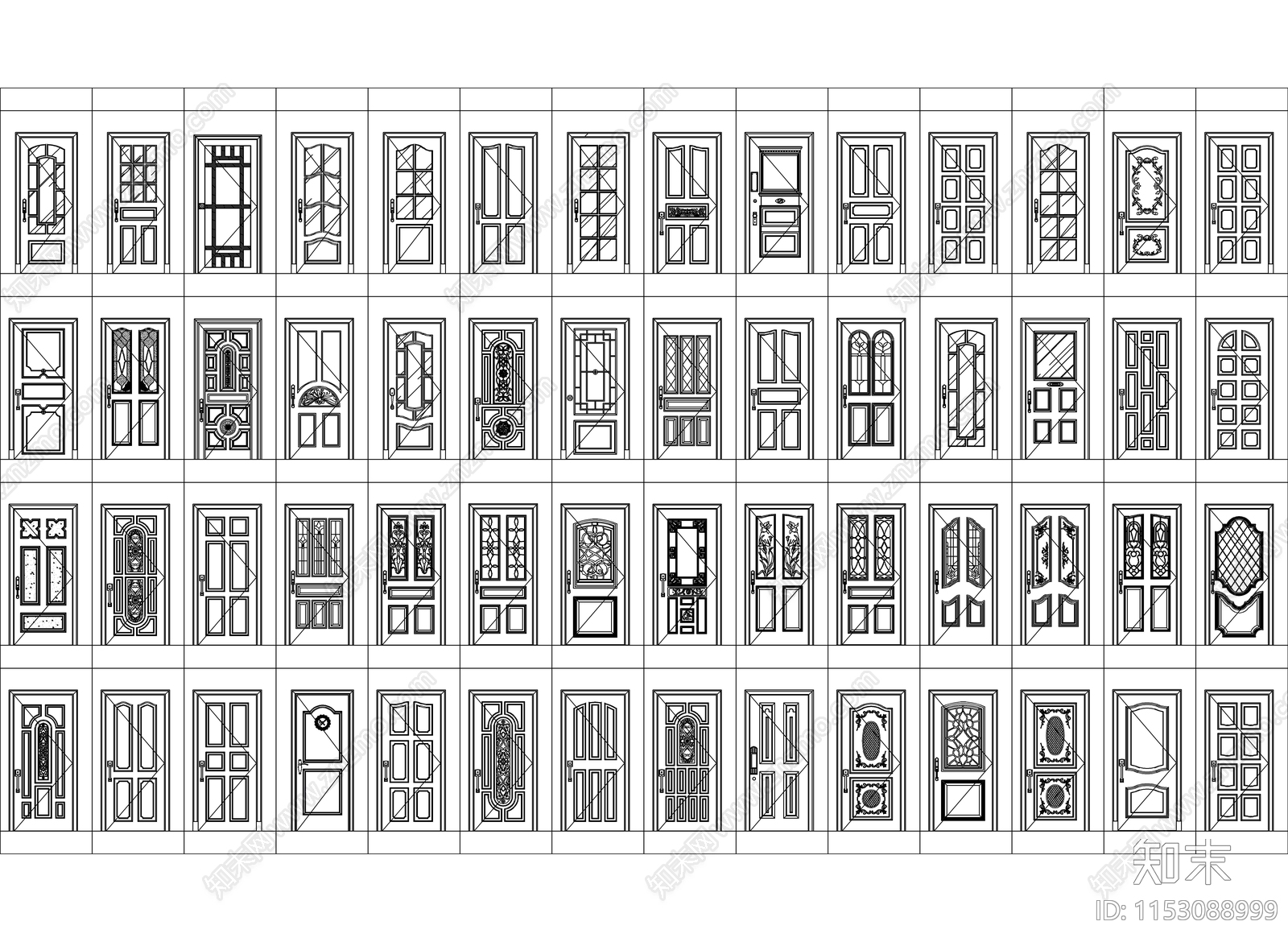 多种门样式施工图下载【ID:1153088999】