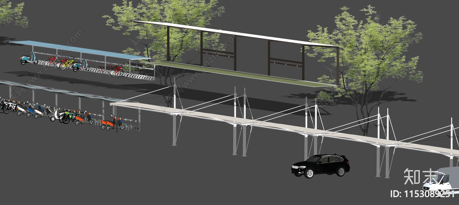 现代停车场SU模型下载【ID:1153089251】