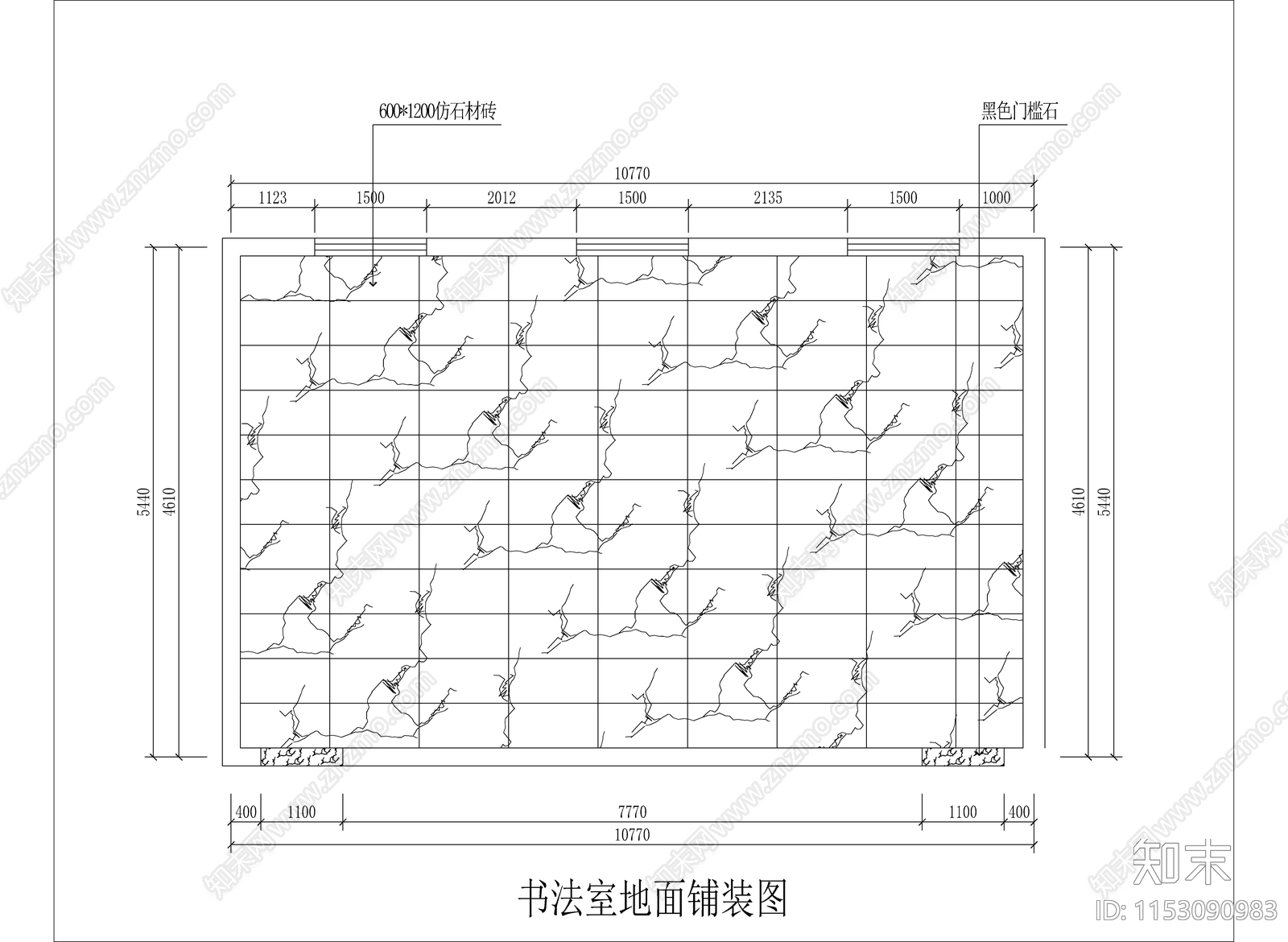 书法教室室内施工图下载【ID:1153090983】