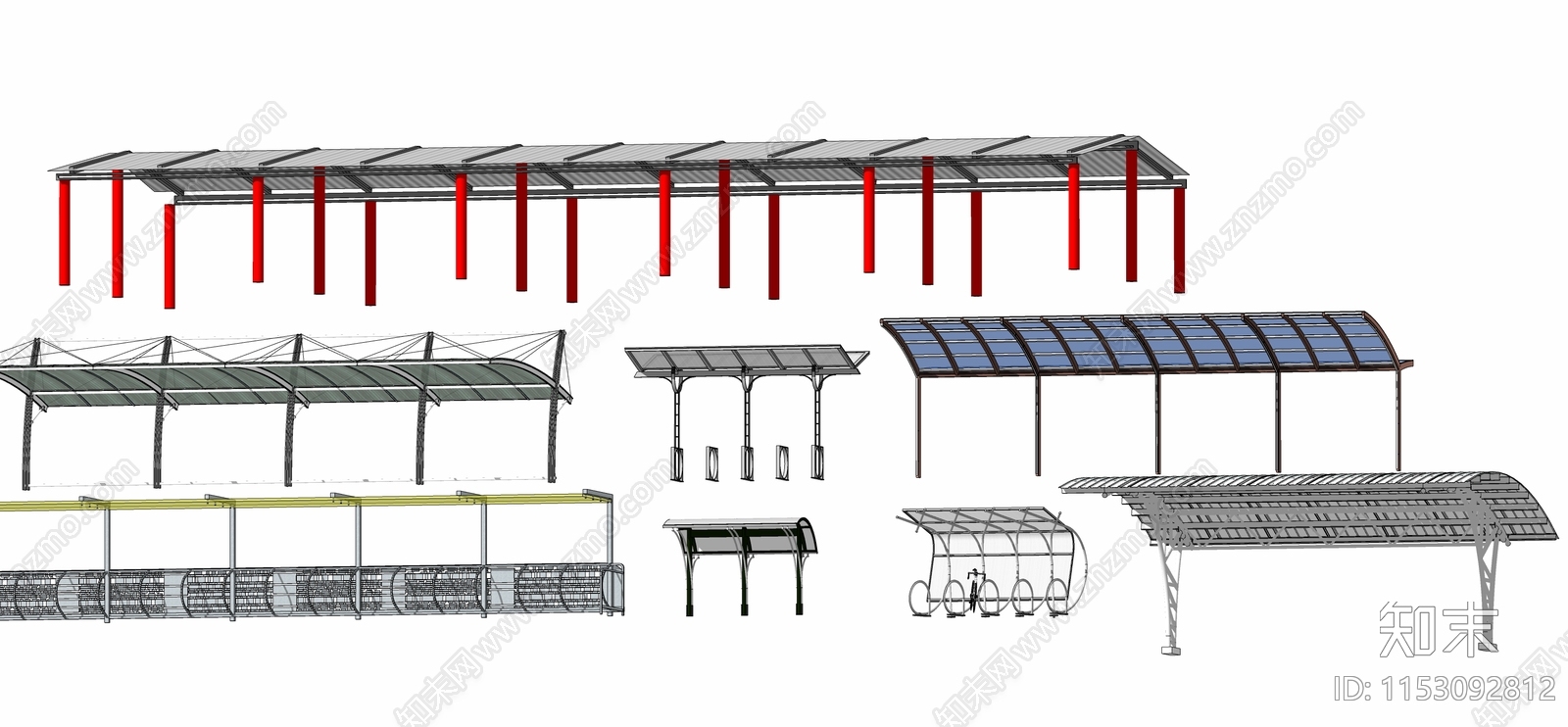 现代停车棚SU模型下载【ID:1153092812】