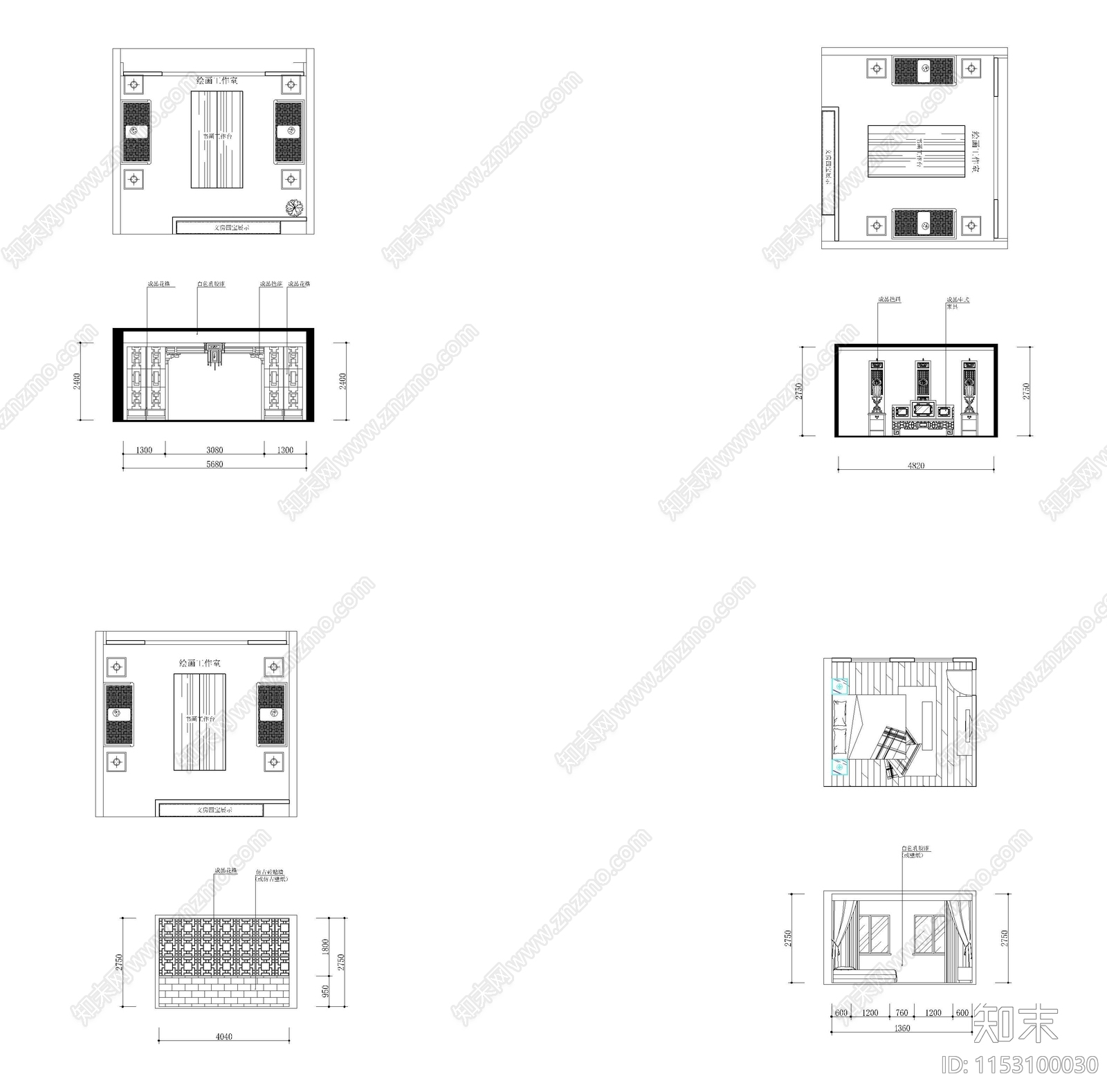 茶楼室内cad施工图下载【ID:1153100030】