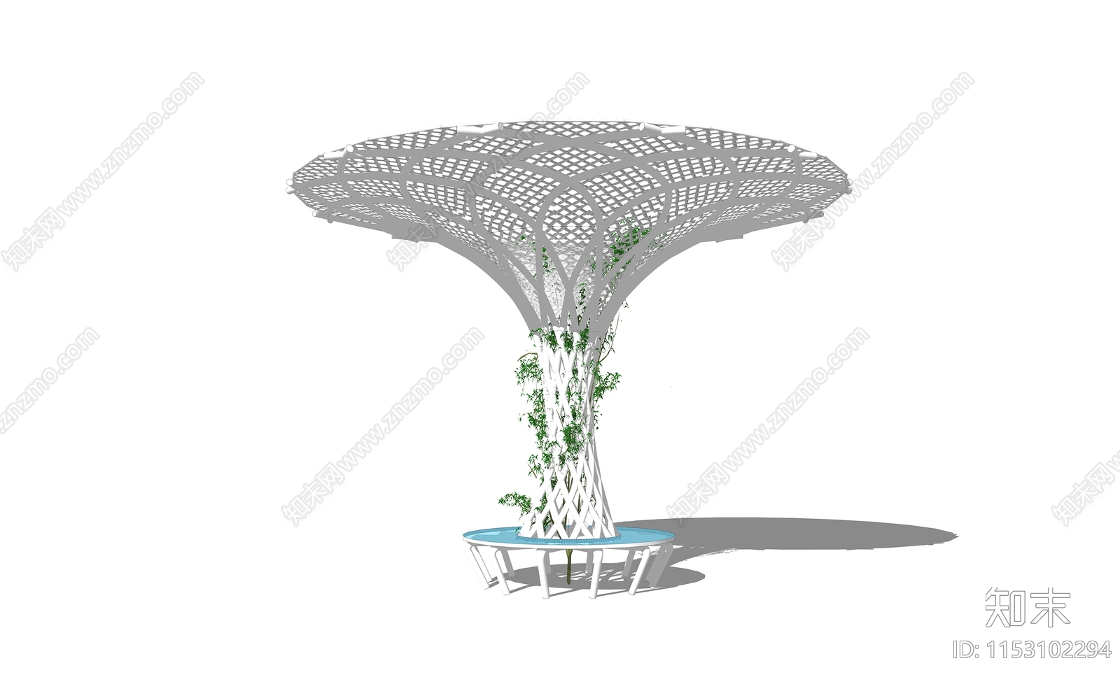 现代户外顶棚形构筑物SU模型下载【ID:1153102294】