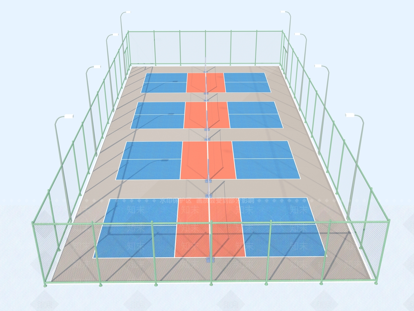 现代户外匹克球场3D模型下载【ID:1153106906】