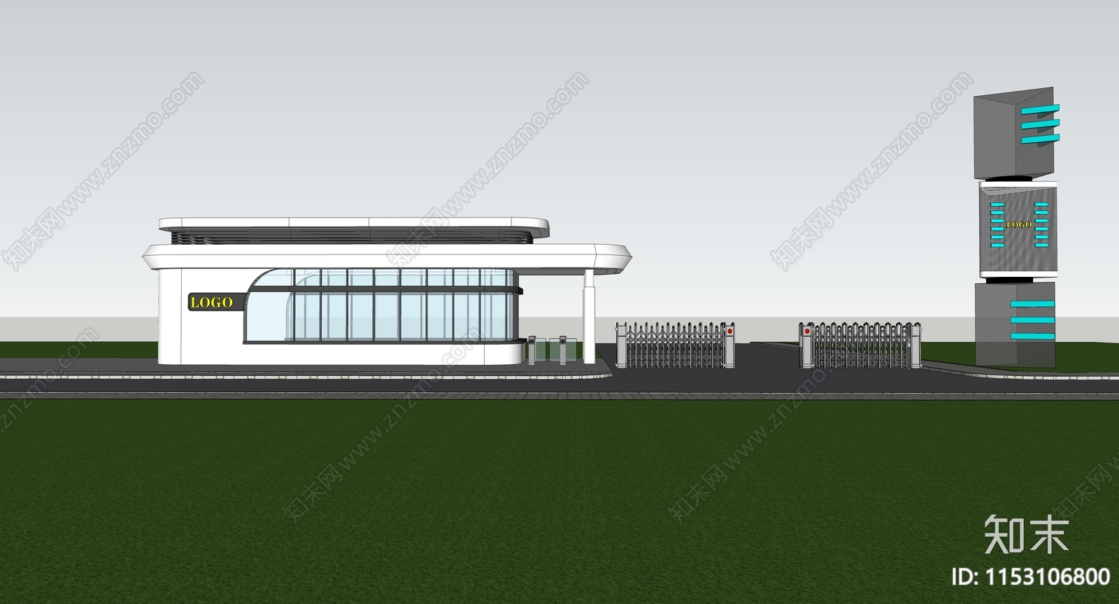 现代入口大门SU模型下载【ID:1153106800】