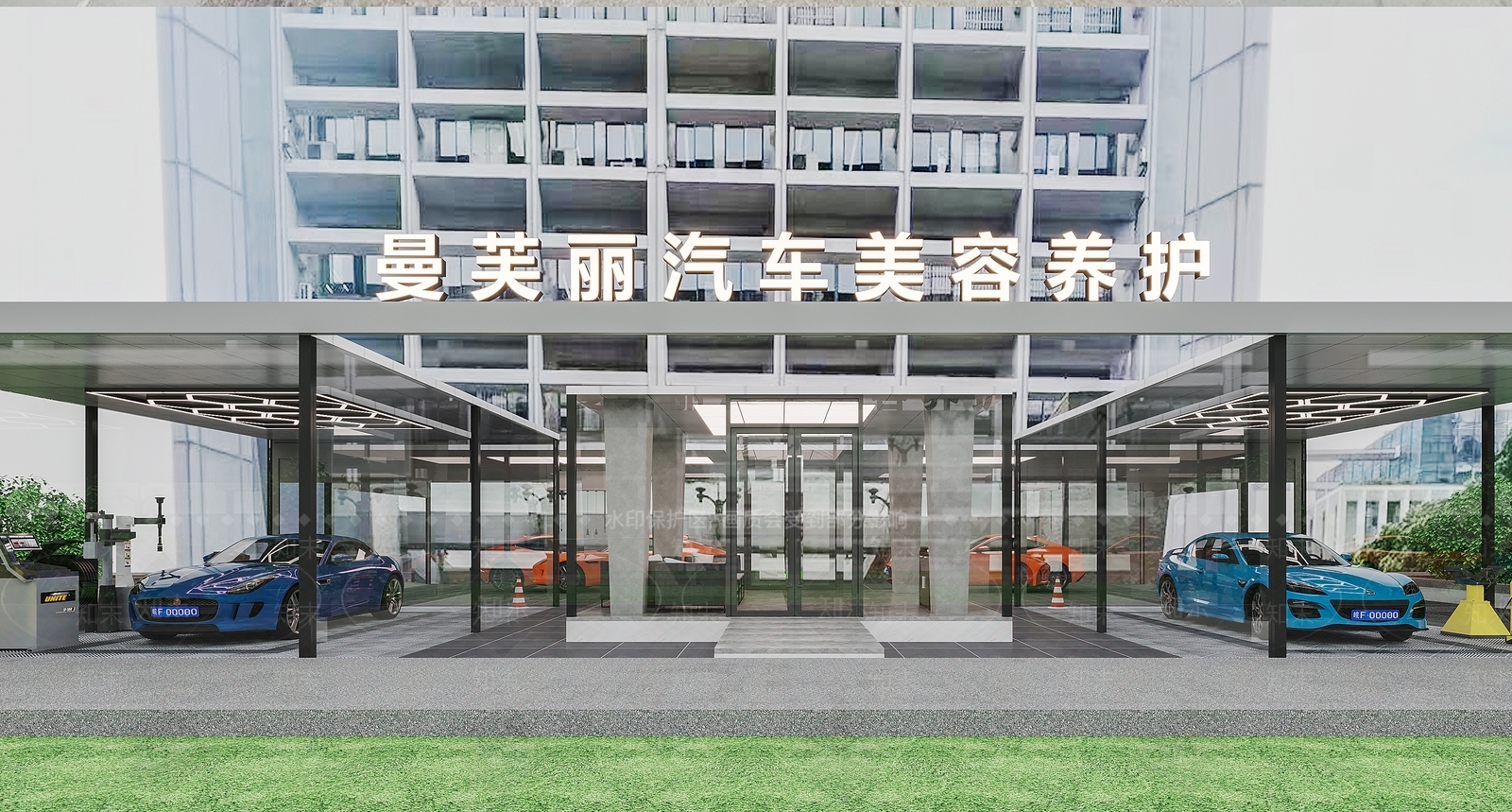 现代汽修店3D模型下载【ID:1153108641】