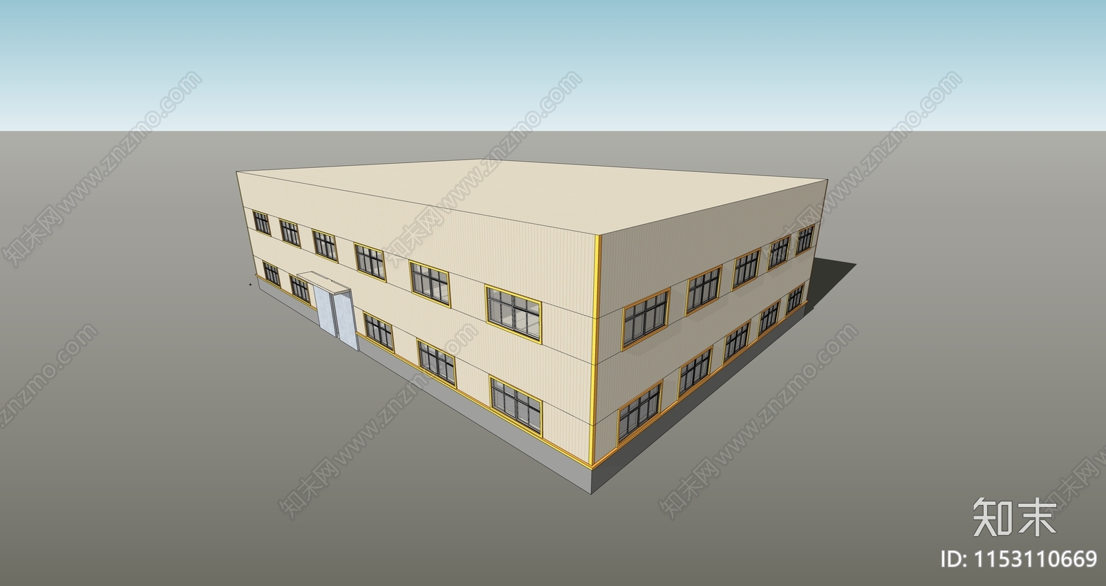 现代厂房车间建筑SU模型下载【ID:1153110669】