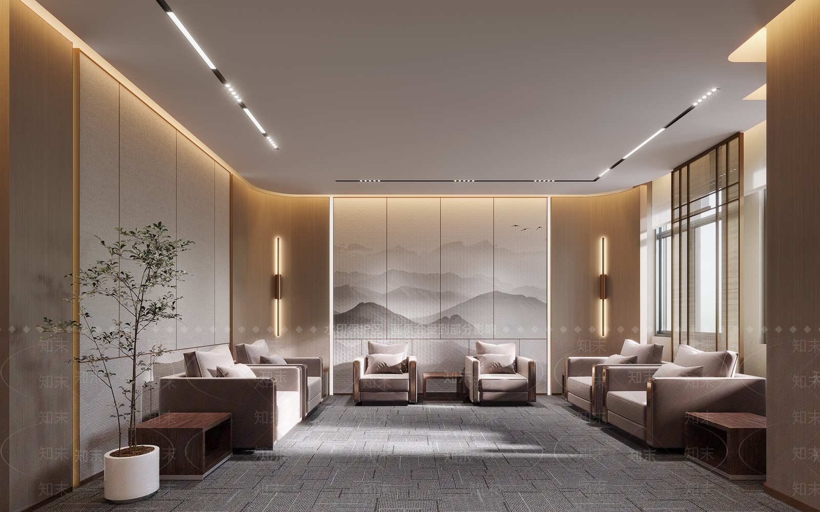 新中式会客厅3D模型下载【ID:1153332387】