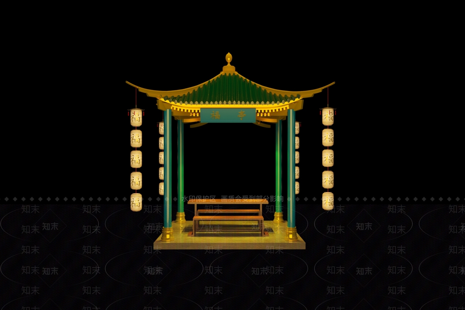 中式亭子3D模型下载【ID:1153112889】