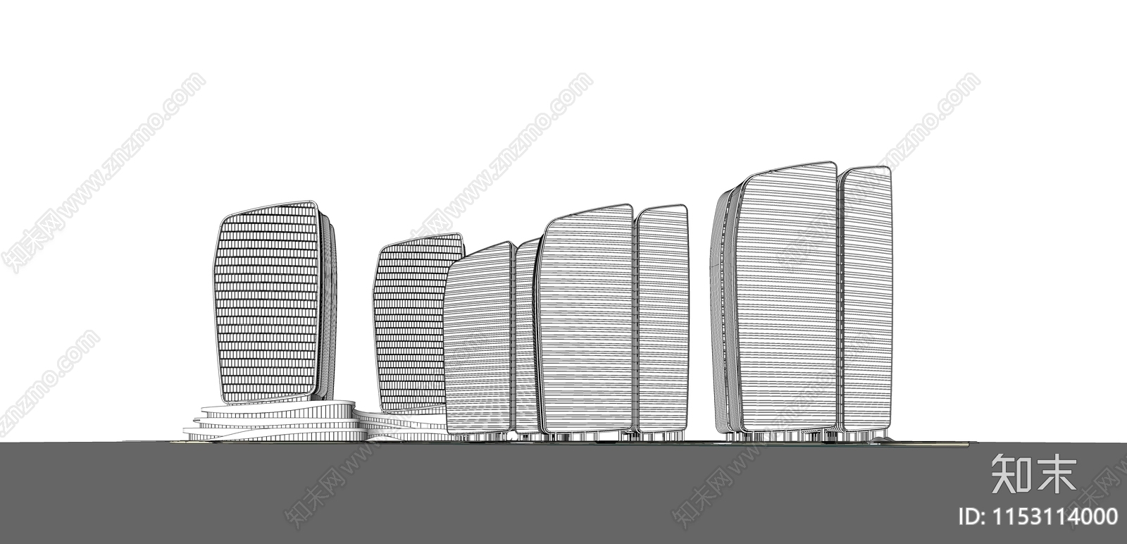 杭州观雲钱塘城现代金融建筑SU模型下载【ID:1153114000】