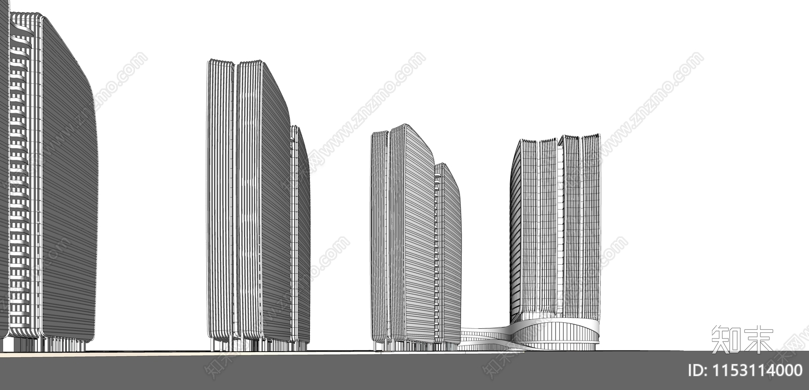 杭州观雲钱塘城现代金融建筑SU模型下载【ID:1153114000】