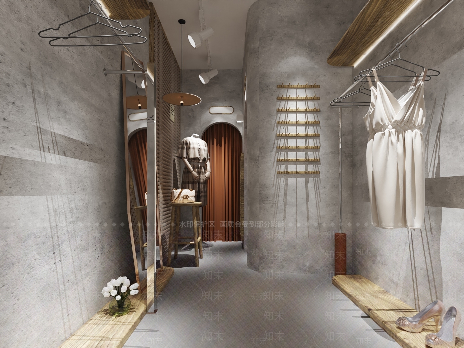 工业风爱马仕橙女装店3D模型下载【ID:1153114877】