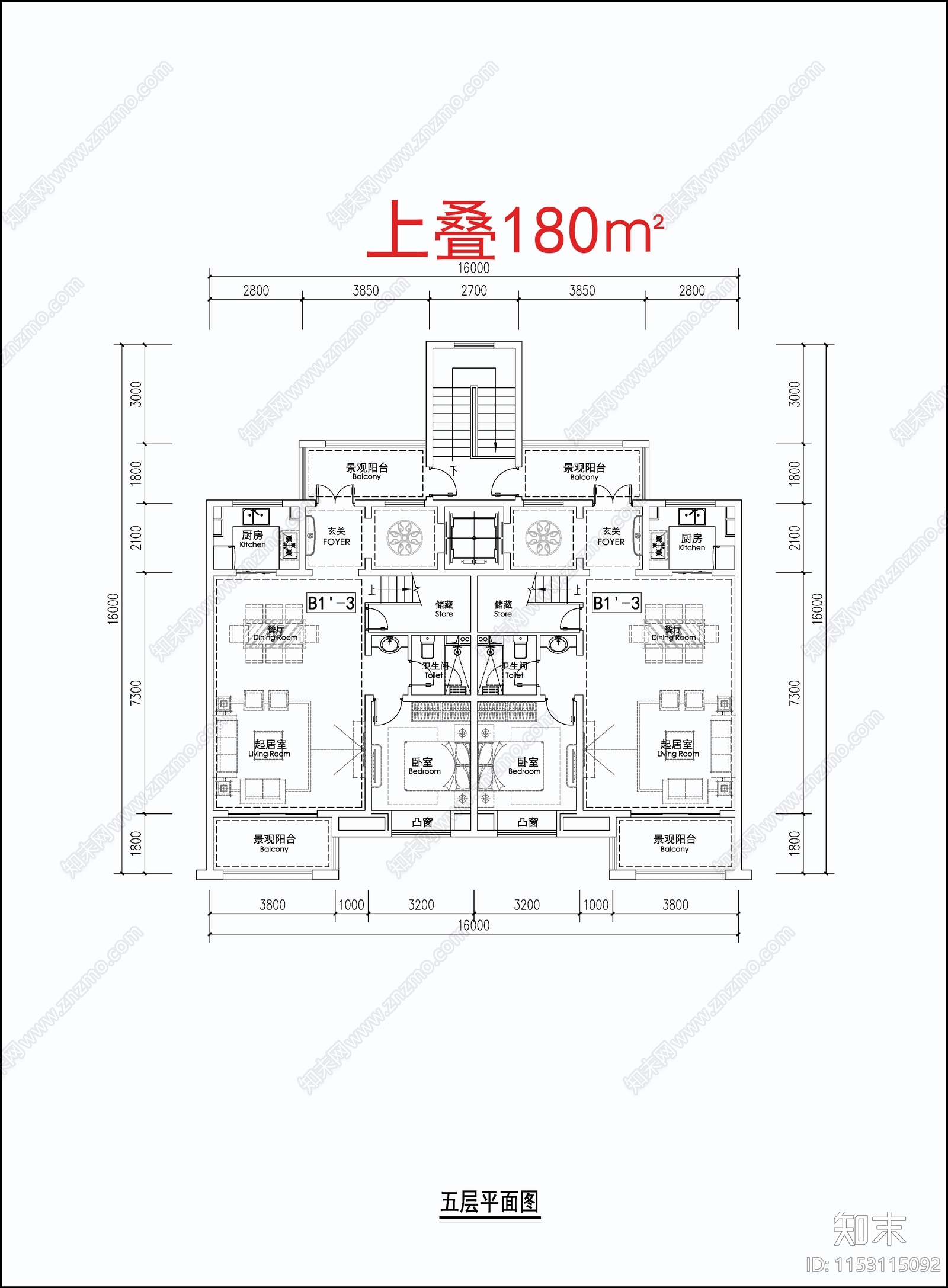 现代多层叠加别墅建筑平面图施工图下载【ID:1153115092】