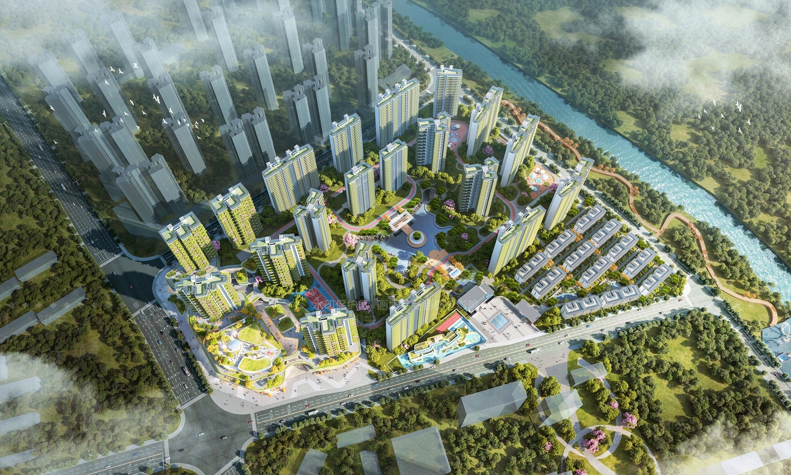 现代小区建筑SU模型精品下载_SketchUp模型_知末网