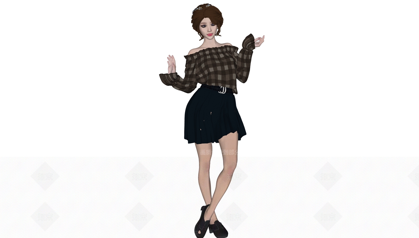 休闲装女生SU模型下载【ID:1153116660】