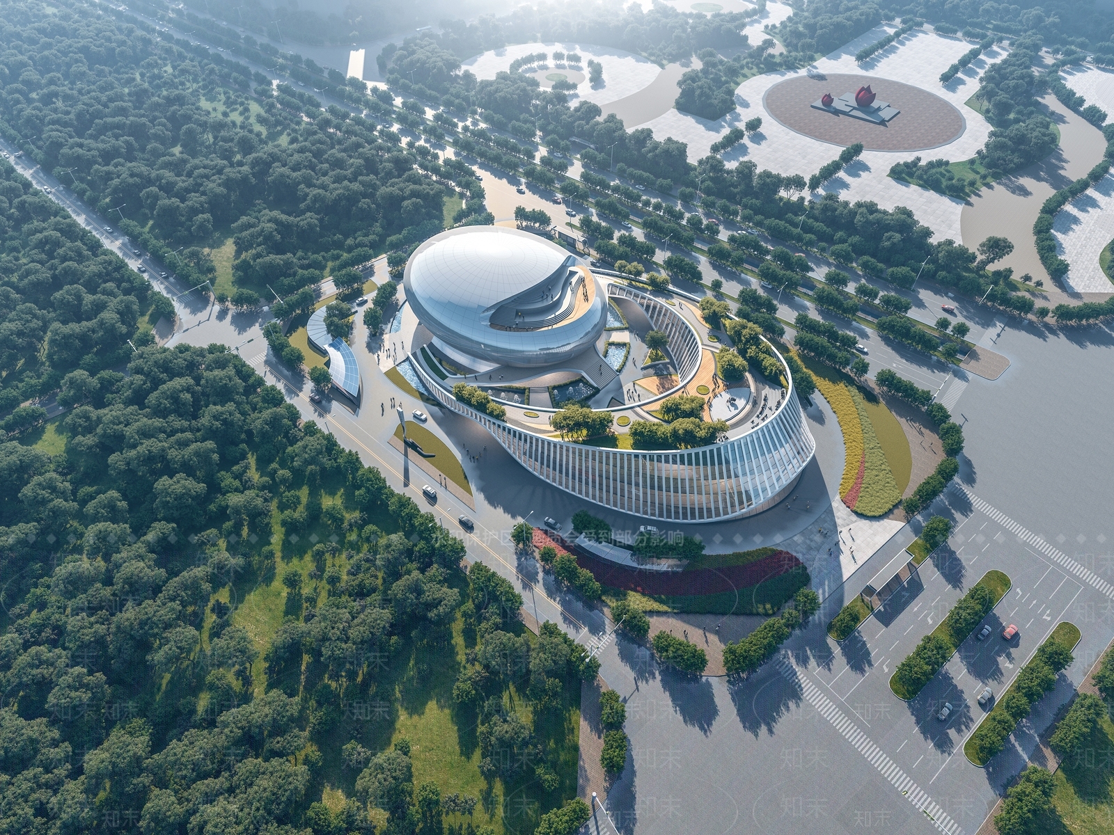 现代展览馆建筑SU模型下载【ID:1153117602】