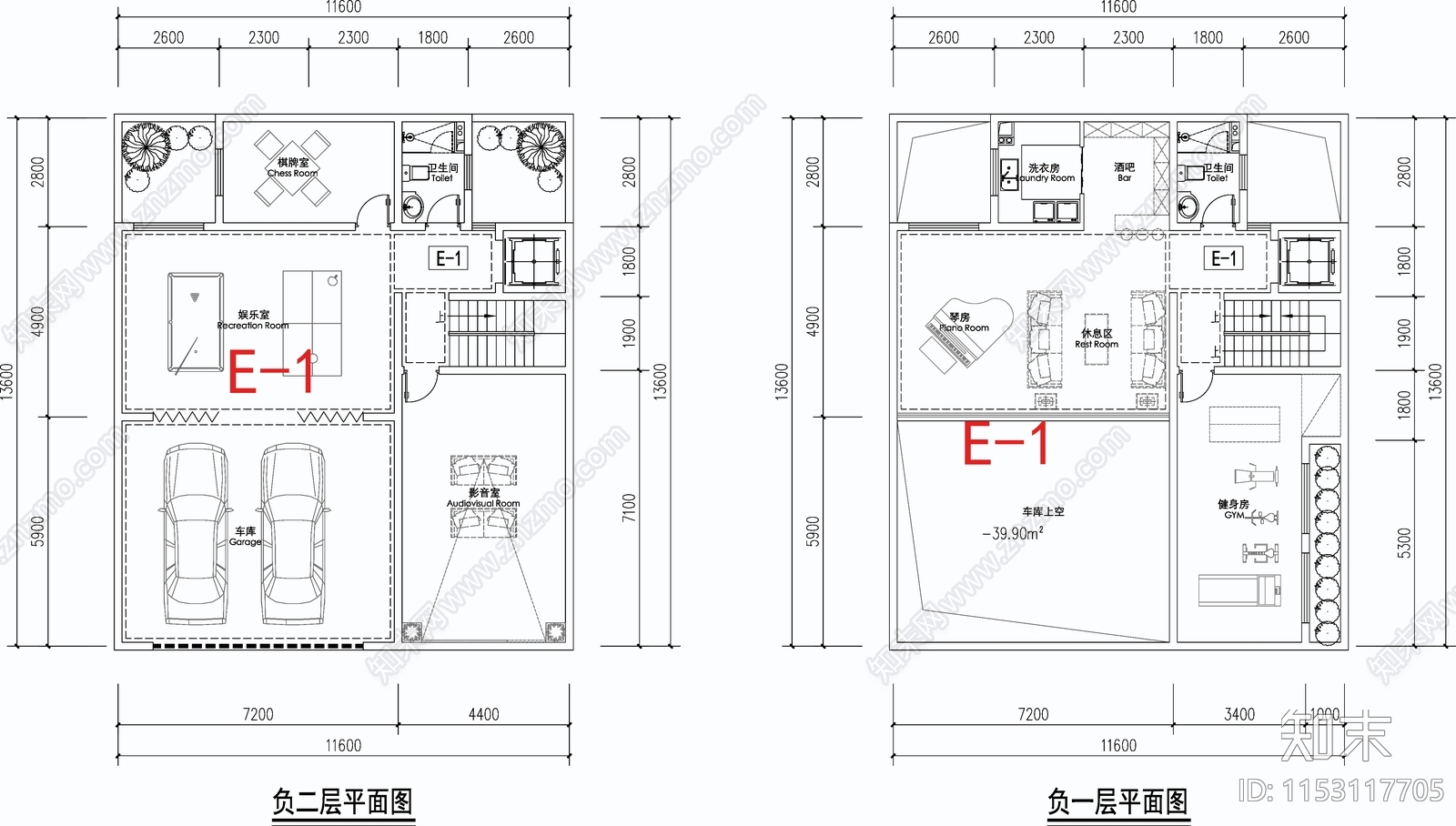 新中式合院别墅建筑平面图施工图下载【ID:1153117705】