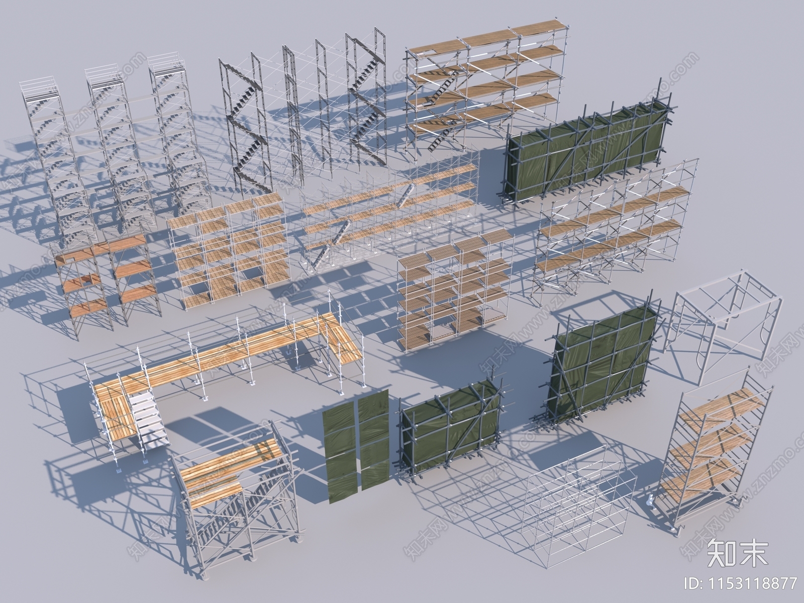 现代筑脚手架3D模型下载【ID:1153118877】