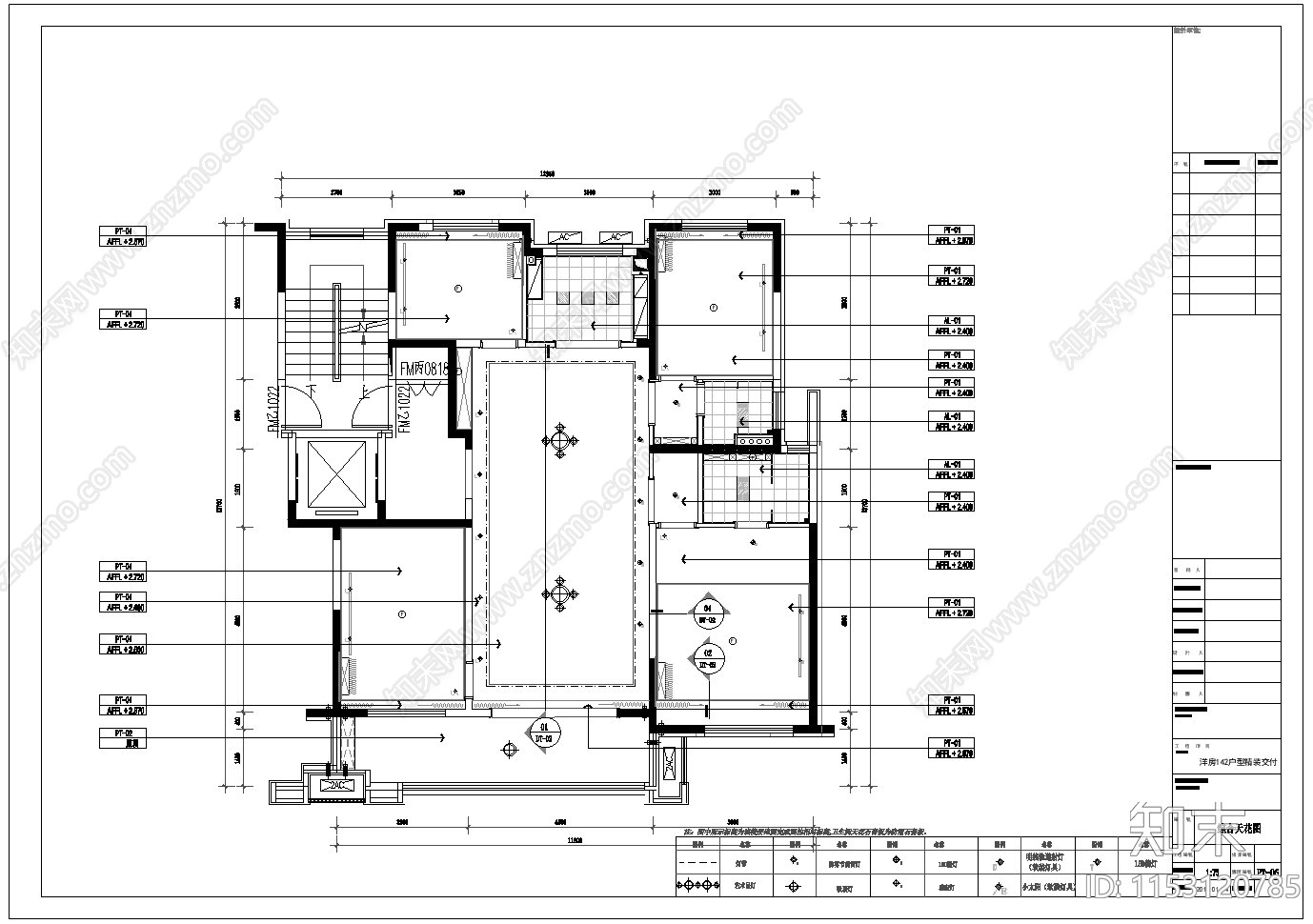 4室2厅2卫家装室内cad施工图下载【ID:1153120785】