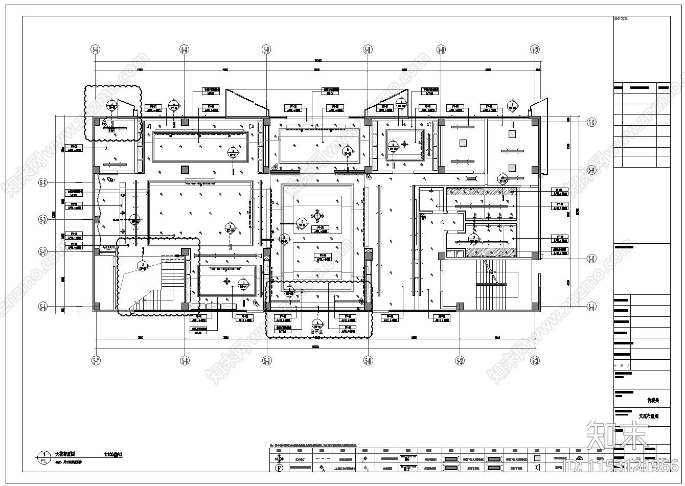 售楼中心室内cad施工图下载【ID:1153121966】