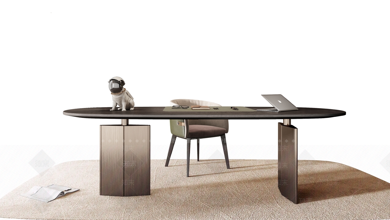 Minotti现代办公桌椅组合SU模型下载【ID:1153123424】