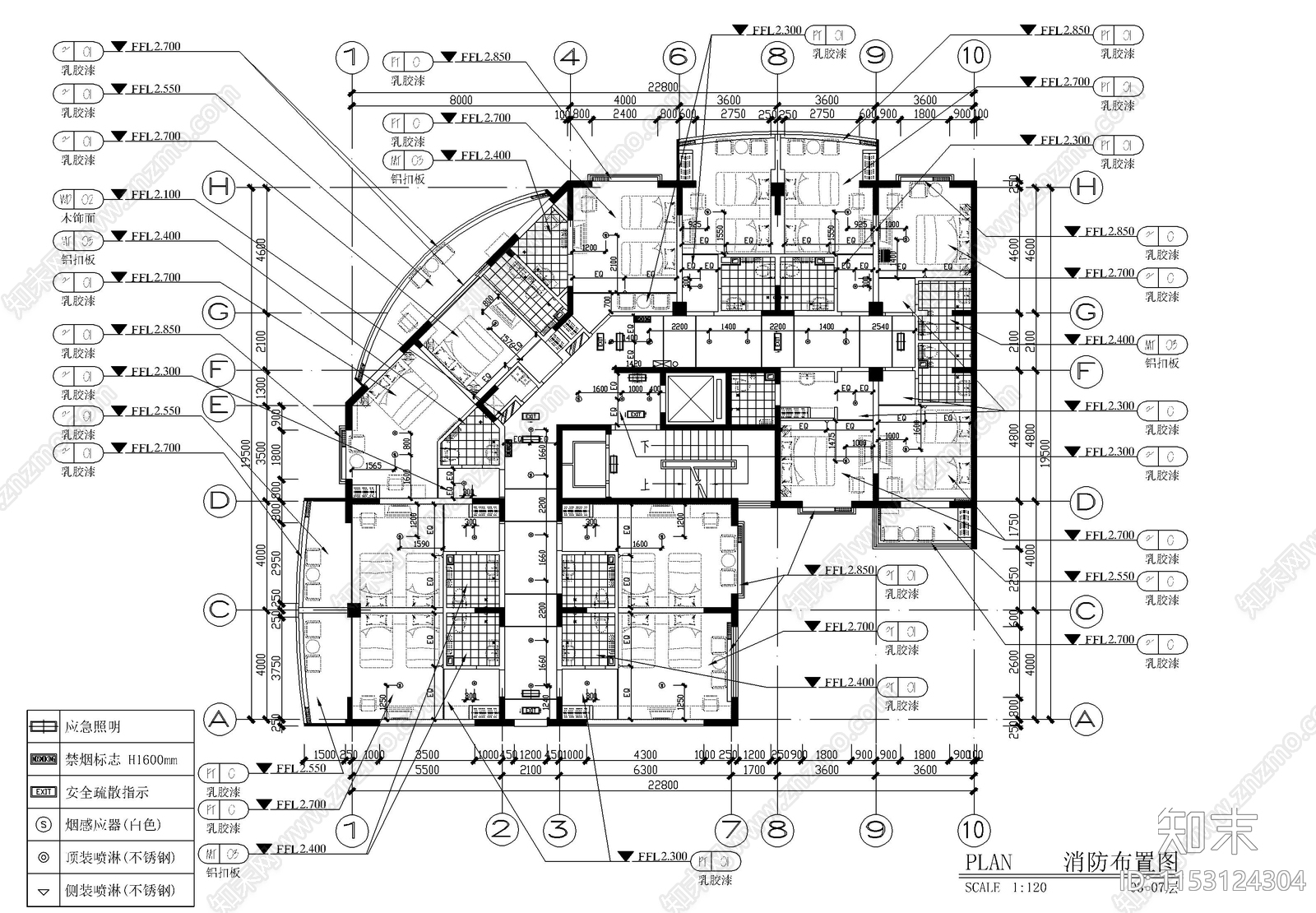 宾馆室内施工图下载【ID:1153124304】