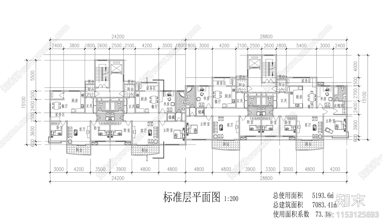住宅建筑cad施工图下载【ID:1153125693】